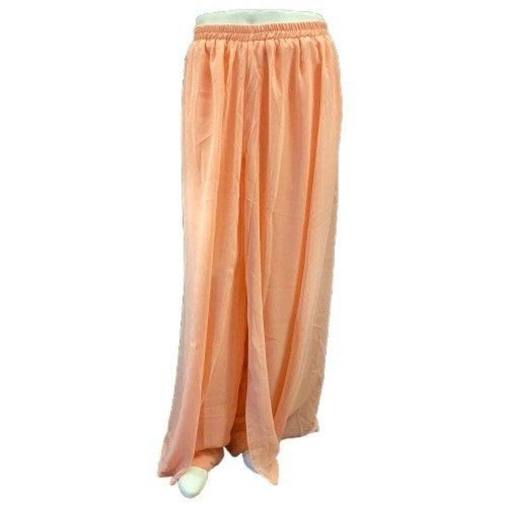 Peach Sharara Pants Size 16 Indian Pakistani Wide Leg Chiffon 26-32” Waist